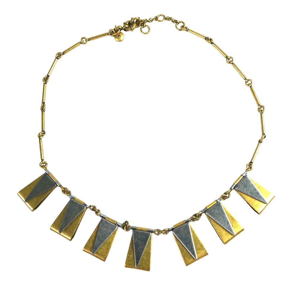 J. Crew Two Tone Hinged Rectangle Triangle Geomet… - image 1